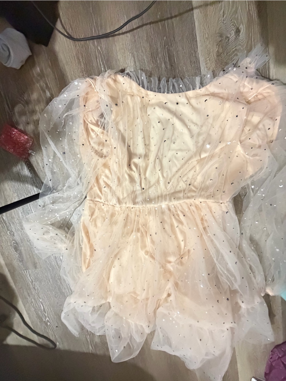 Sheer Star-Embellished light peach Tulle Dress